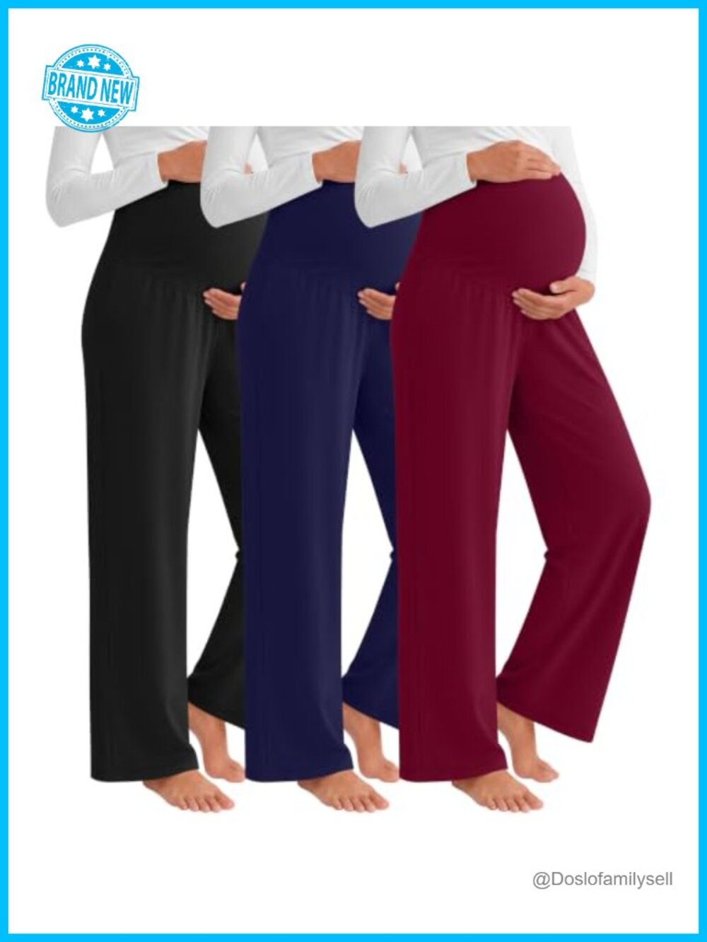 Maternity Wide Leg Sweatpants 3 Pack Soft Stretch Lounge Pants